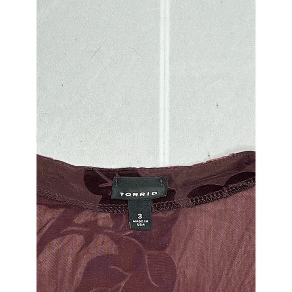 Torrid Size 3 Floral Burnout Velvet Kimono Open Front Mauve Plum Plus - Picture 3 of 6